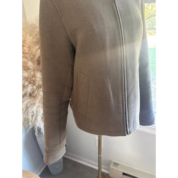 Uniqlo Single Collar Short Zip Jacket Unisex XS Minimalist Peacoat Bomber Coat - Picture 6 of 11